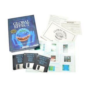 Amiga Global Effect Game Millenium Electronic Arts Manual 3 Disks U.K. Commodore